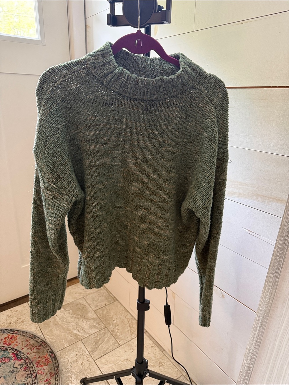 Cozy Olive Green Turtleneck Knit Sweater - Women